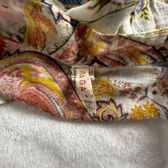 Raga Womens Floral Sequin Detail Henley Blouse Top Small Long Sleeve Multicolor - Picture 3 of 8